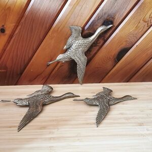 Vintage Brass Flying Geese Wall Decor Set of 3 – Mid Century Modern Birds